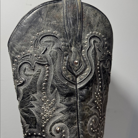 Vintage Corral Cowboy Boots Gray Leather Silver Studs Women's Size 10 - Picture 4 of 16